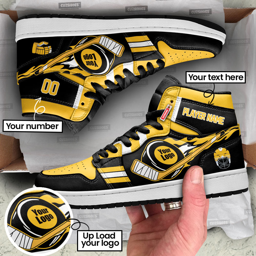 Boston Hockey J1s Sneakers Personalized Your Team-Cuztomshoes