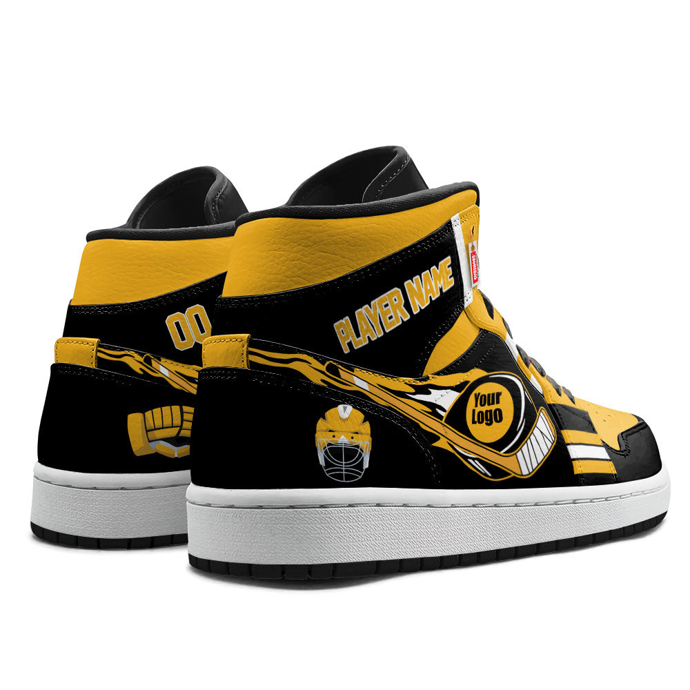Boston Hockey J1s Sneakers Personalized Your Teamcuztomshoes.com