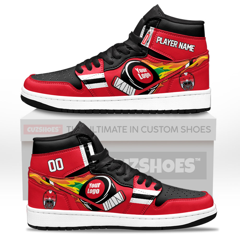 Chicago Hockey J1s Sneakers Personalized Your Teamcuztomshoes.com