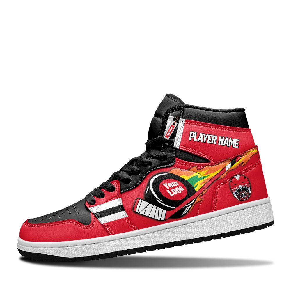 Chicago Hockey J1s Sneakers Personalized Your Teamcuztomshoes.com