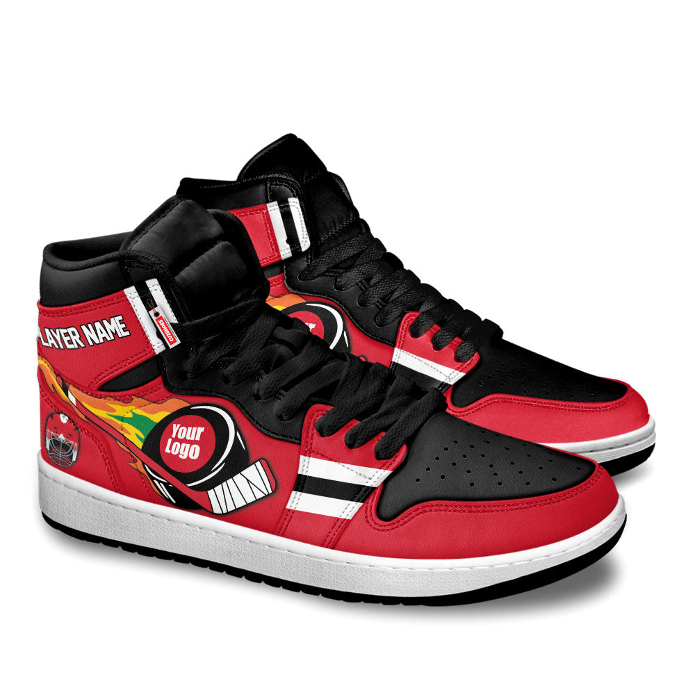 Chicago Hockey J1s Sneakers Personalized Your Teamcuztomshoes.com