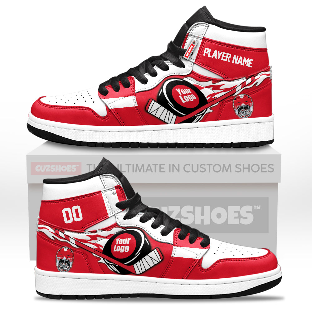 Detroit Hockey J1s Sneakers Personalized Your Teamcuztomshoes.com