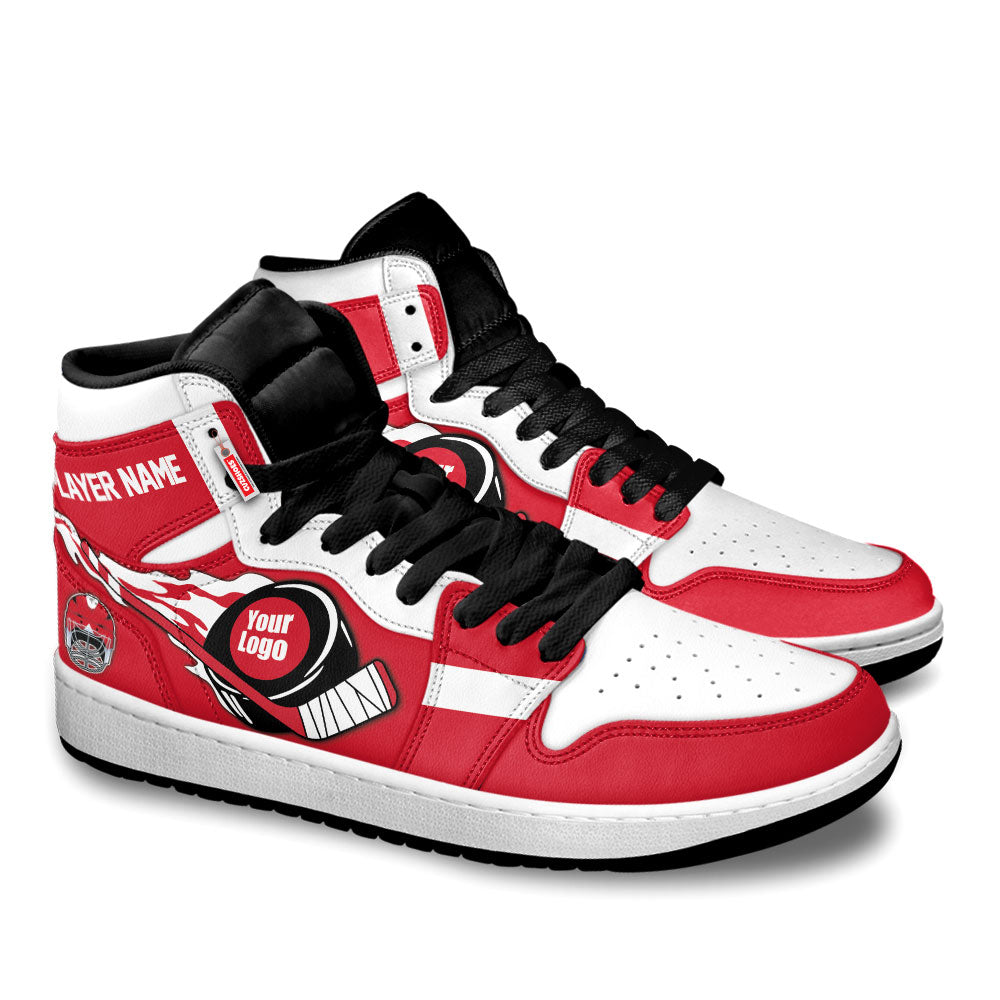 Detroit Hockey J1s Sneakers Personalized Your Teamcuztomshoes.com