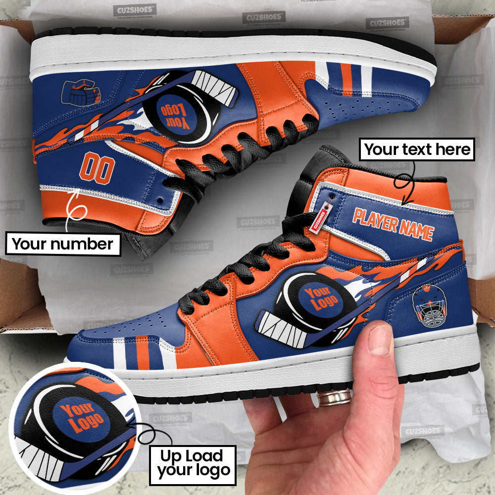 Edmonton Hockey J1s Sneakers Personalized Your Team-Cuztomshoes