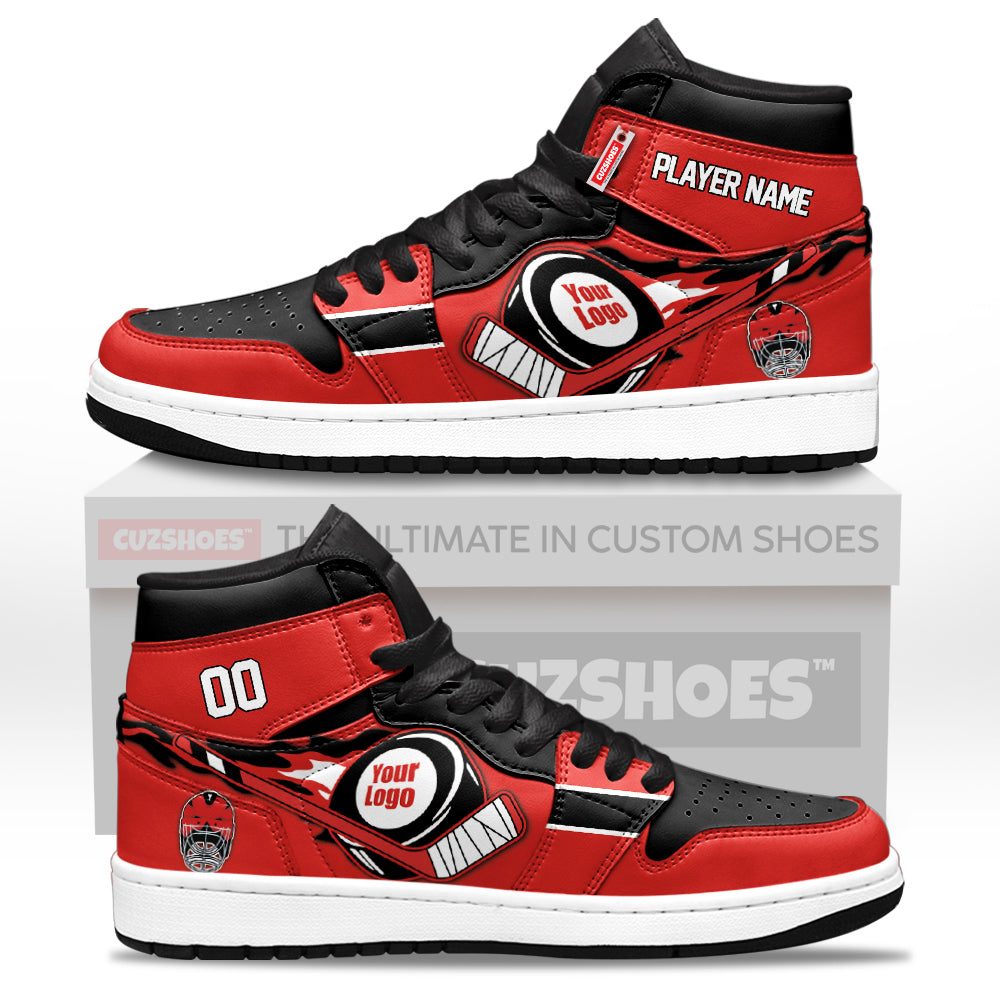 New Jersey Hockey J1s Sneakers Personalized Your Teamcuztomshoes.com