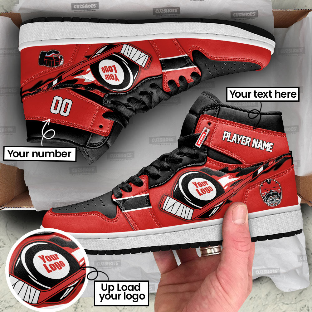 New Jersey Hockey J1s Sneakers Personalized Your Team-Cuztomshoes