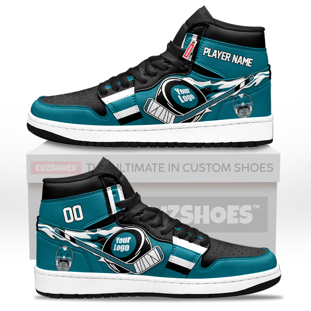 San Jose Hockey J1s Sneakers Personalized Your Teamcuztomshoes.com
