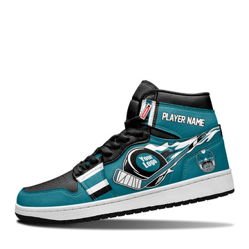San Jose Hockey Leather Shoes Custom Your Team - Cuztomshoes.com