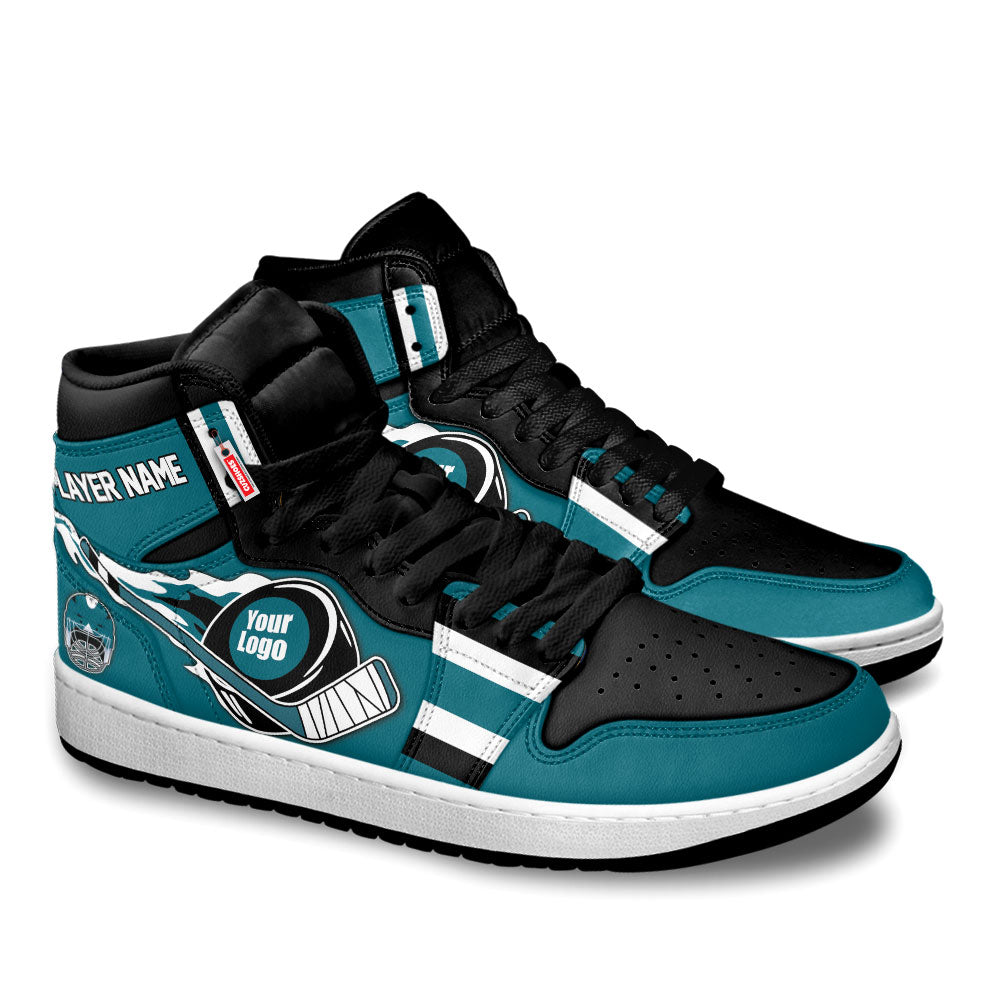 San Jose Hockey J1s Sneakers Personalized Your Teamcuztomshoes.com