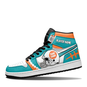 Miami Leather Shoes Custom Your Football Team - Cuztomshoes.com