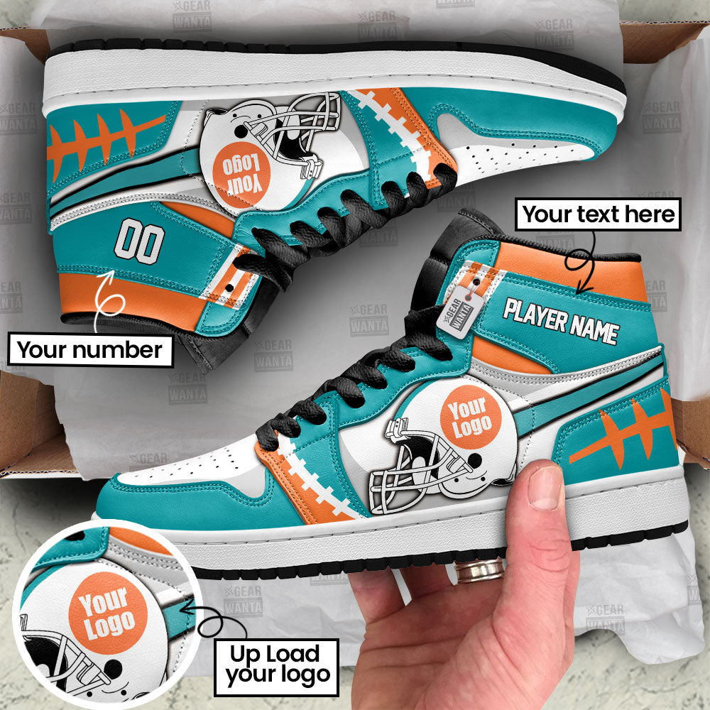 Miami Football Sneakers Personalized Your Team-Cuztomshoes