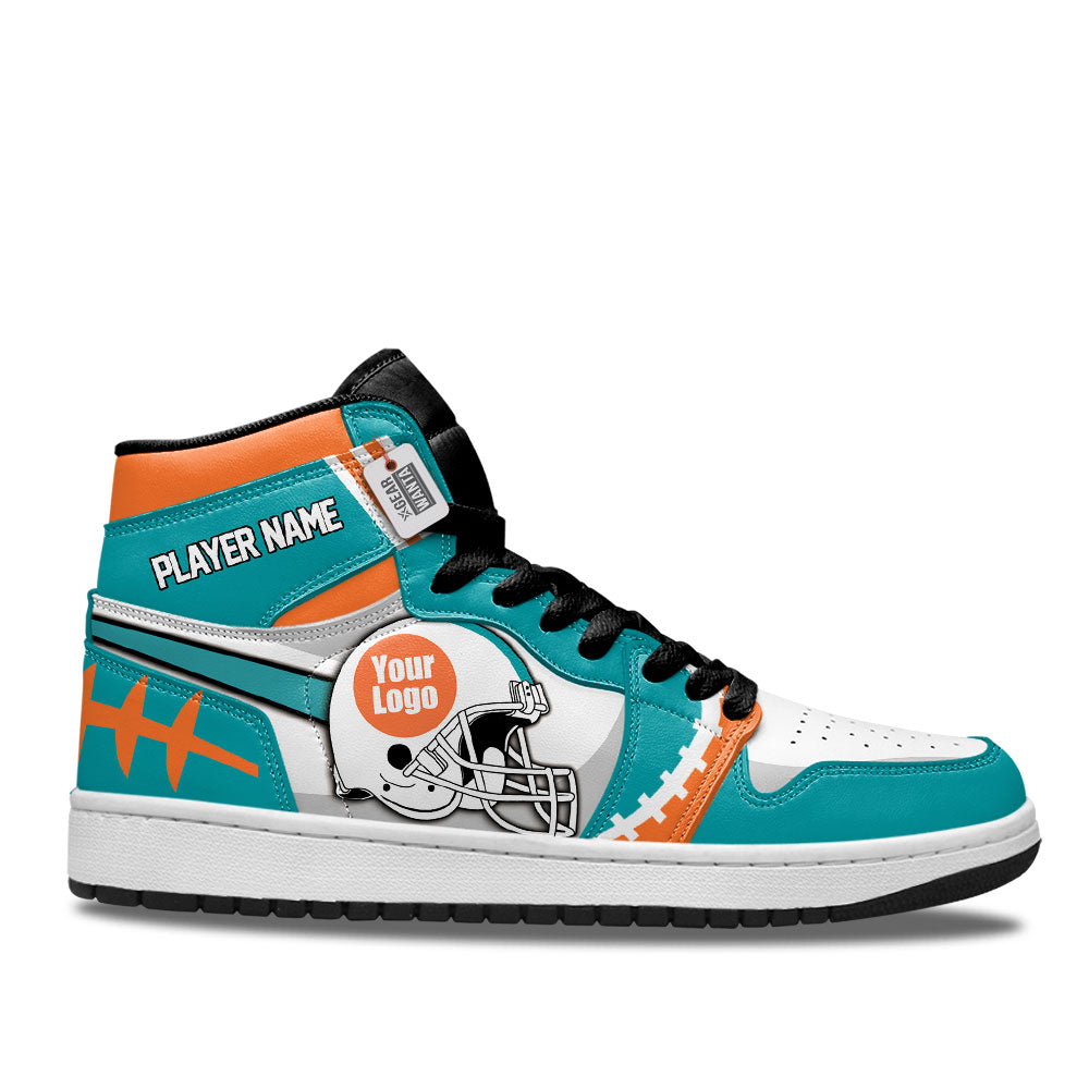 Miami Football Sneakers Personalized Your Team-Cuztomshoes