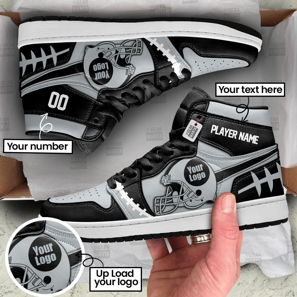 Oakland Football Sneakers Personalized Your Team-Cuztomshoes