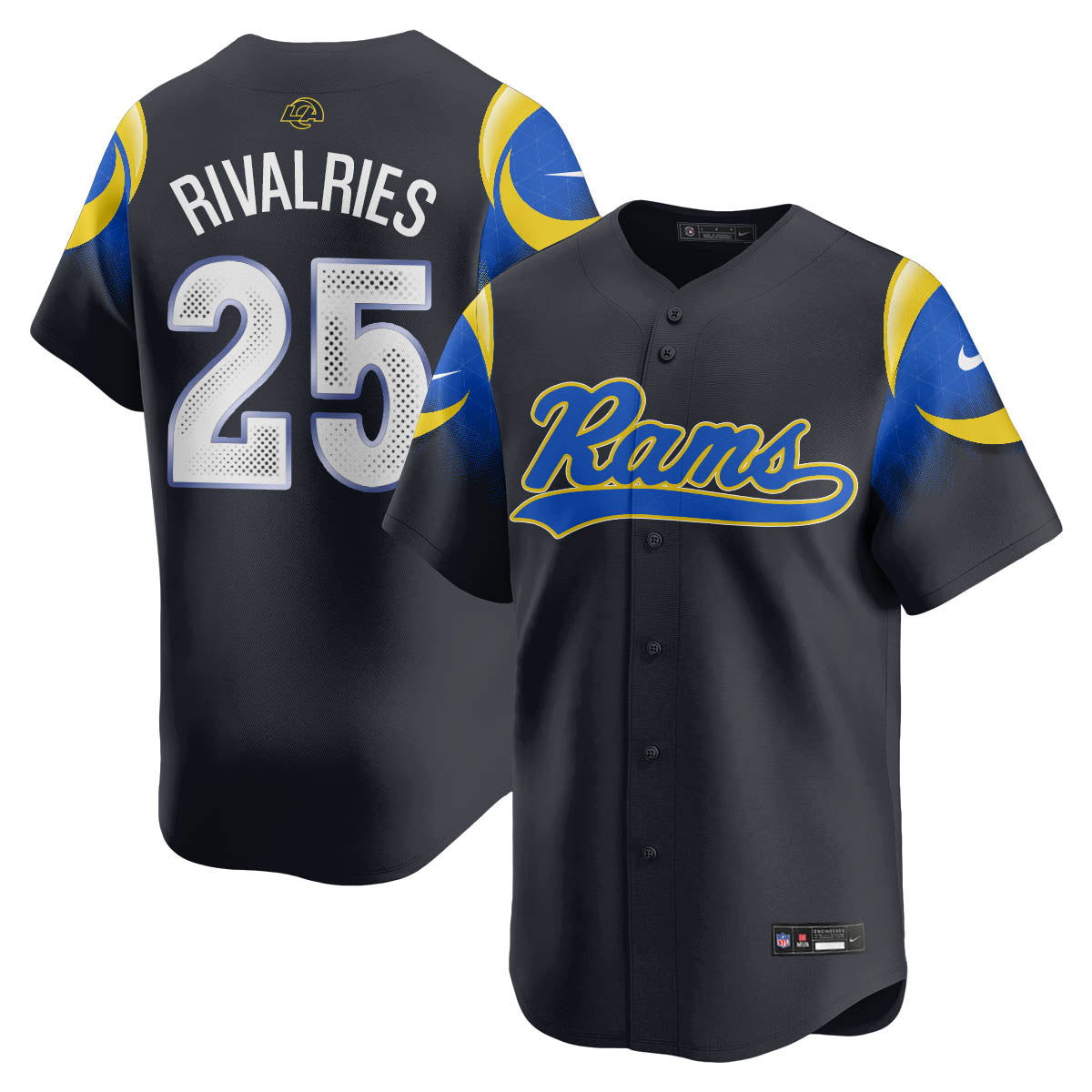 Los Angeles Rams Rivalry Series Baseball Jersey - Stitched