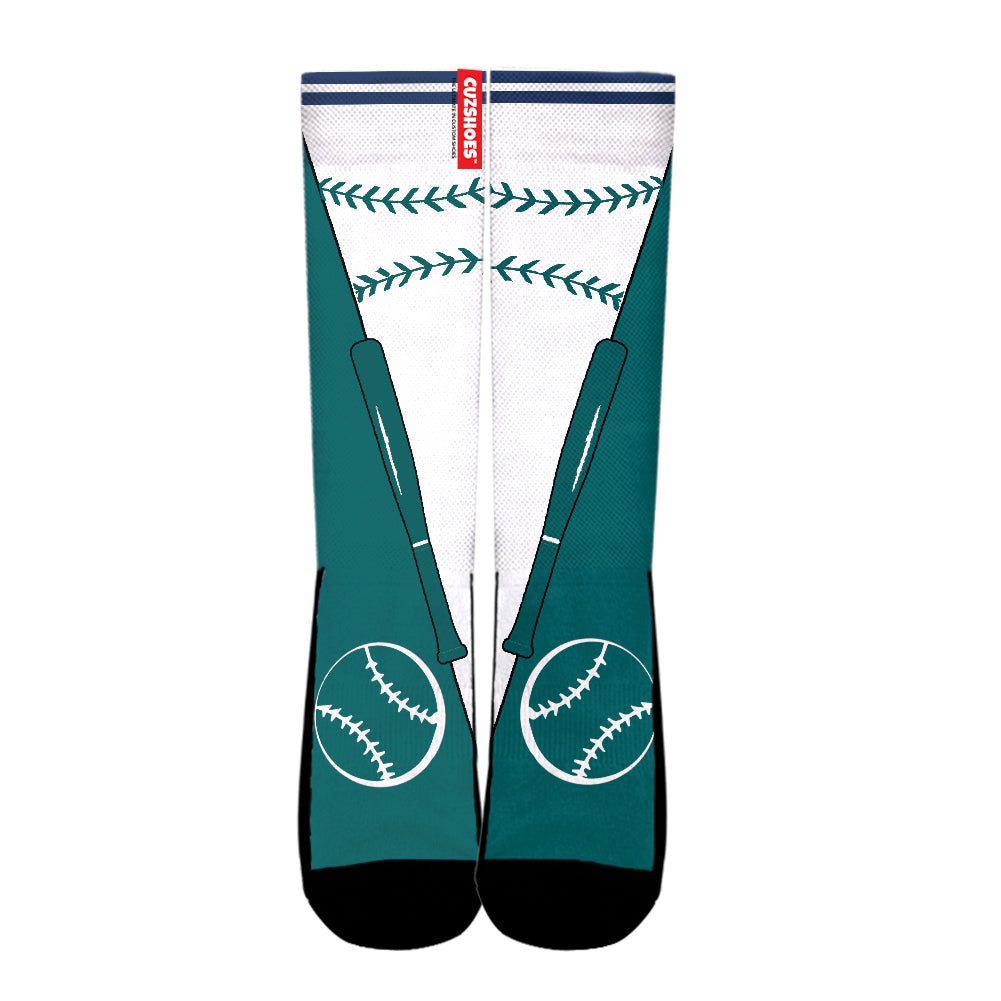 Seattle Baseball Team Socks- Cuztomshoes