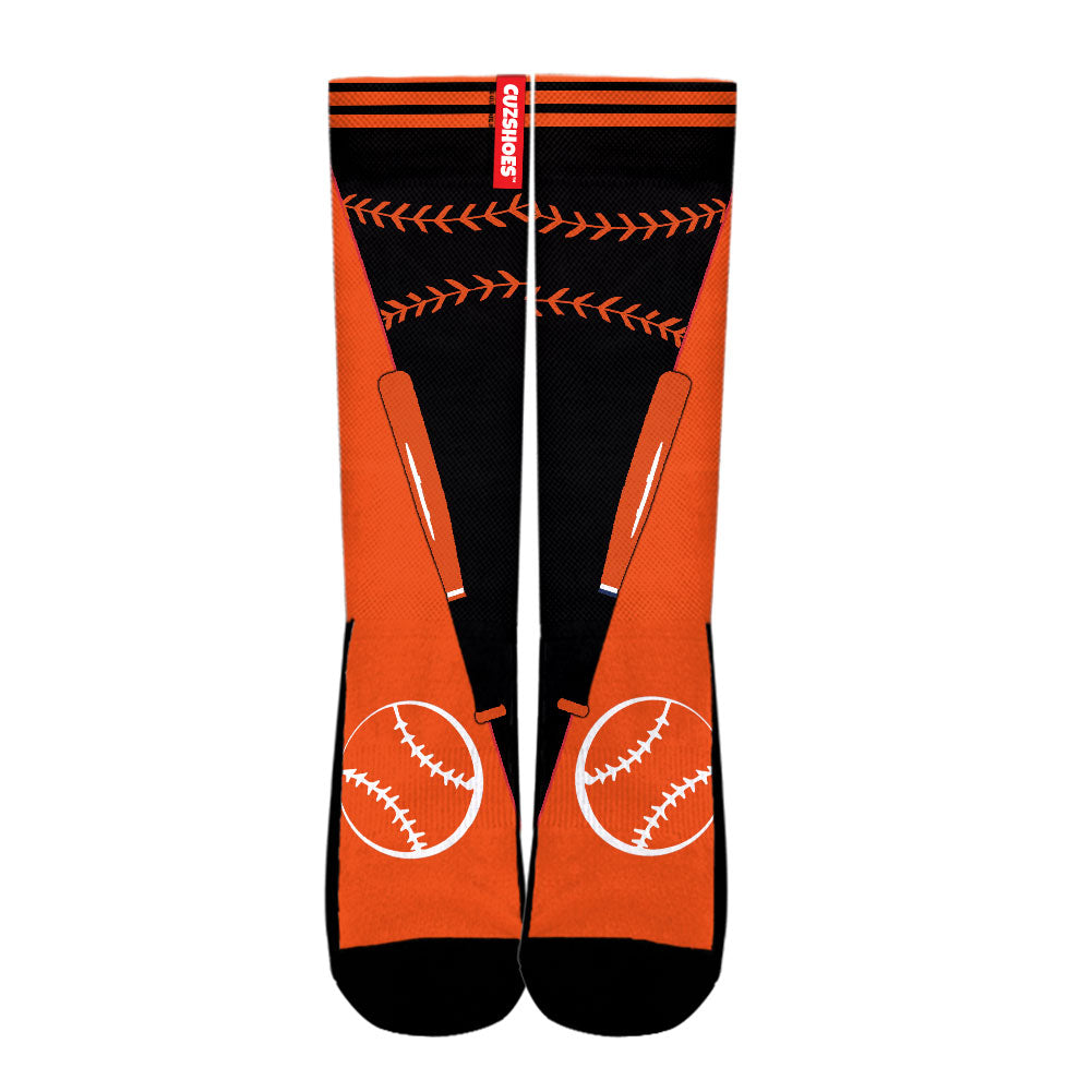 Baltimore Baseball Team Socks- Cuztomshoes