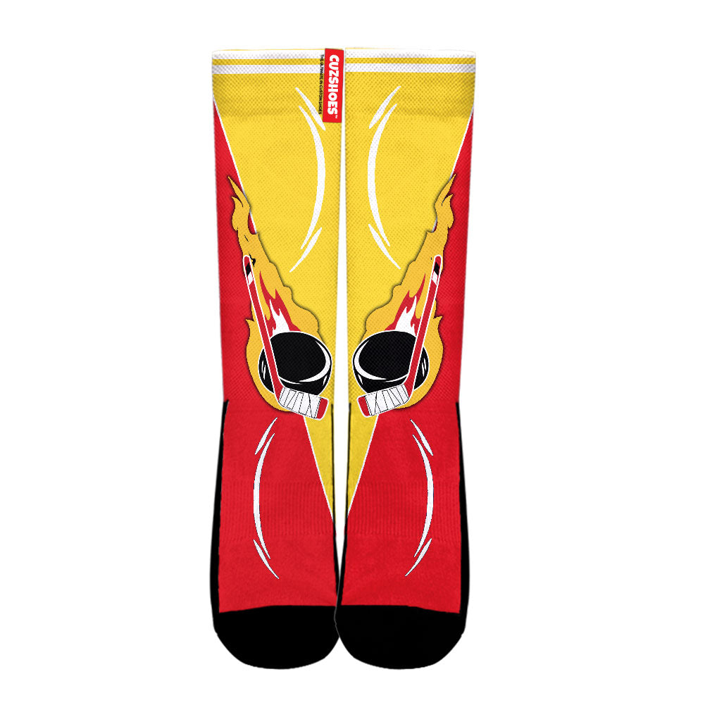 Calgary Hockey Basketball Team Socks- Cuztomshoes