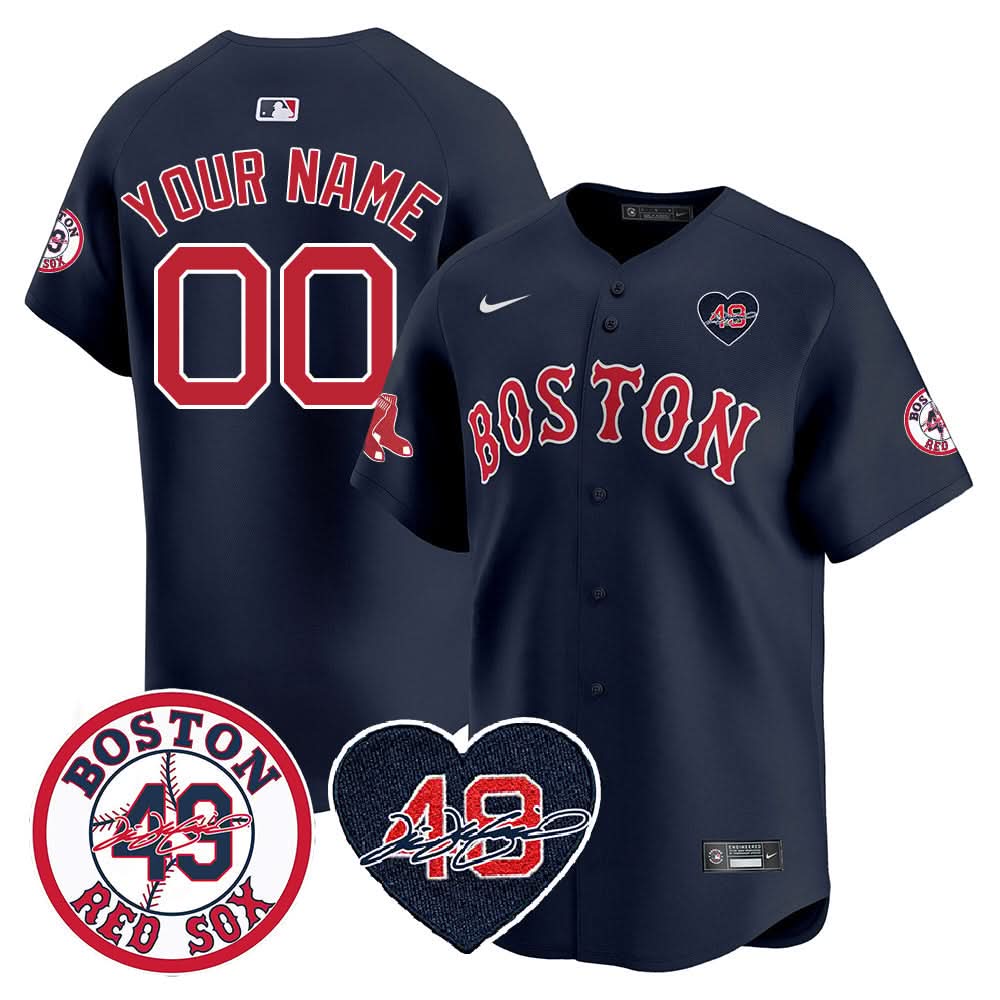 Boston Red Sox Custom Jersey - Memorial Patch - Stitched