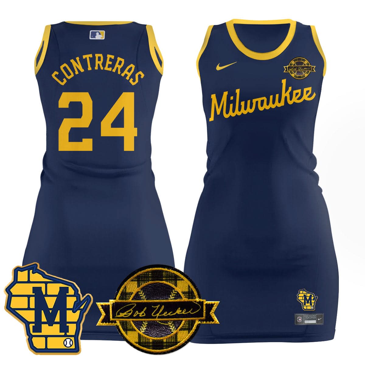 Milwaukee Brewers Limited Jersey Dress - Bob Uecker Patch - Stitched
