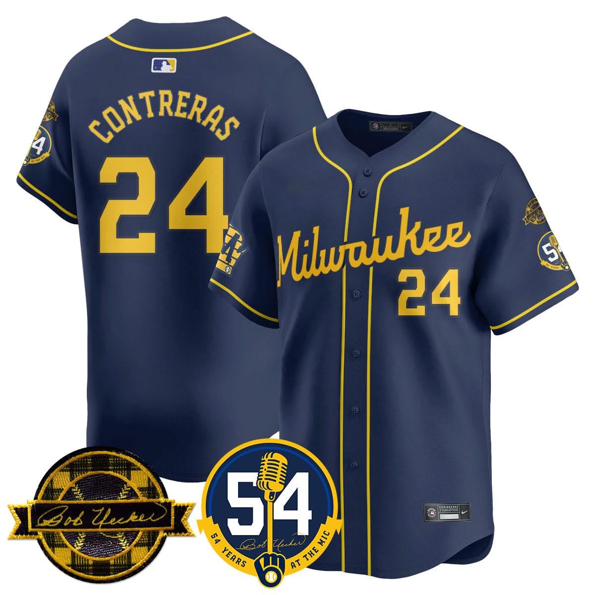 Milwaukee Brewers Jersey - Bob Uecker, 54 Seasons for Brewers Jersey - Stitched-Cuztomshoes