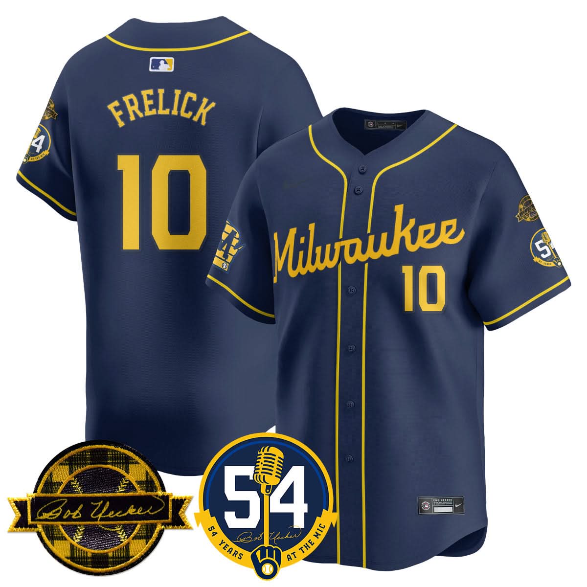 Milwaukee Brewers Jersey - Bob Uecker, 54 Seasons for Brewers Jersey - Stitched-Cuztomshoes