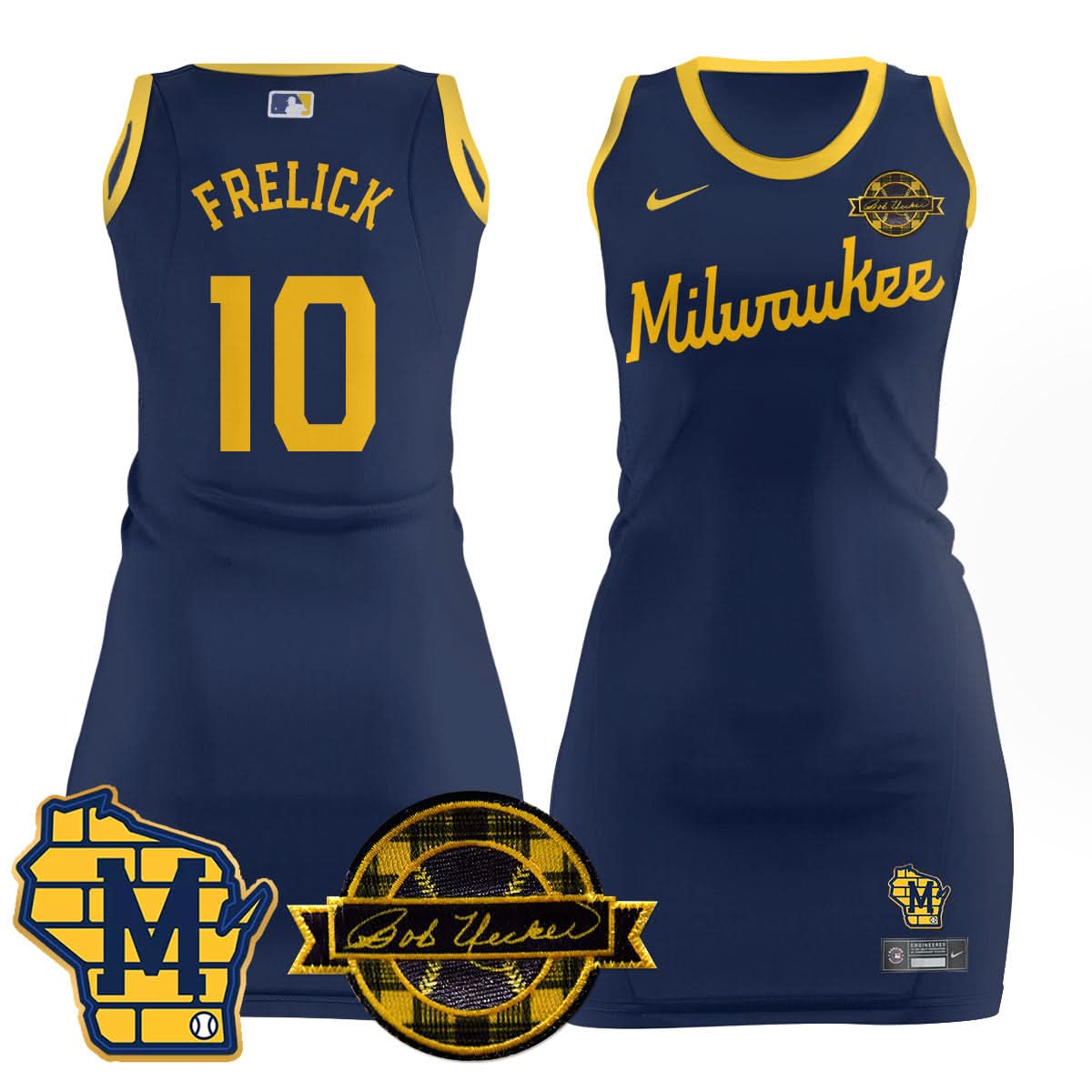 Milwaukee Brewers Limited Jersey Dress - Bob Uecker Patch - Stitched