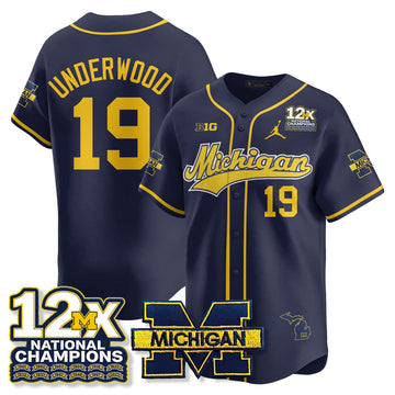 Michigan Wolverines 12x-Time National Champions Baseball Limited Jersey - Stitched-Cuztomshoes