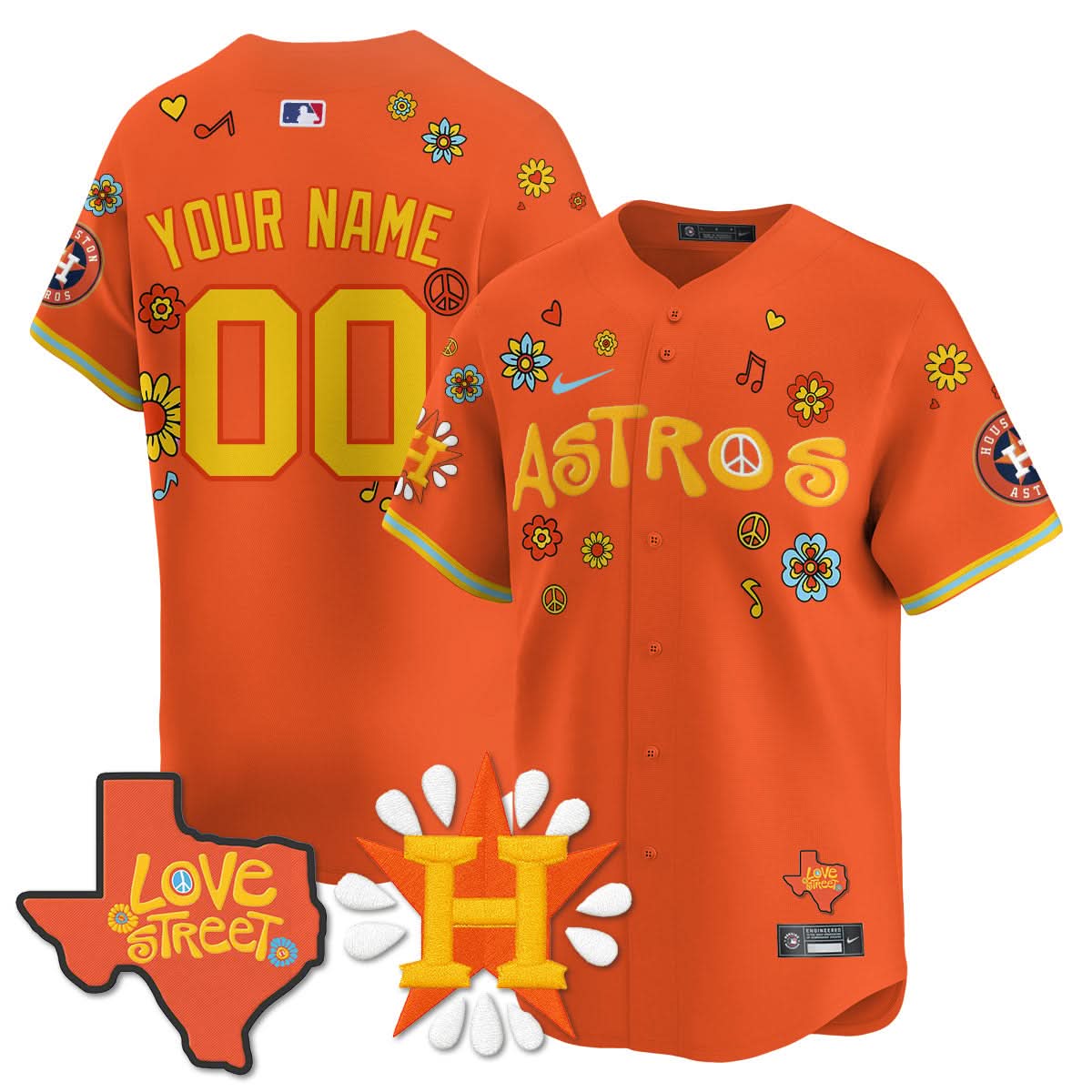 Houston Astros "Love Street" Limited Custom Jersey - Stitched-Cuztomshoes
