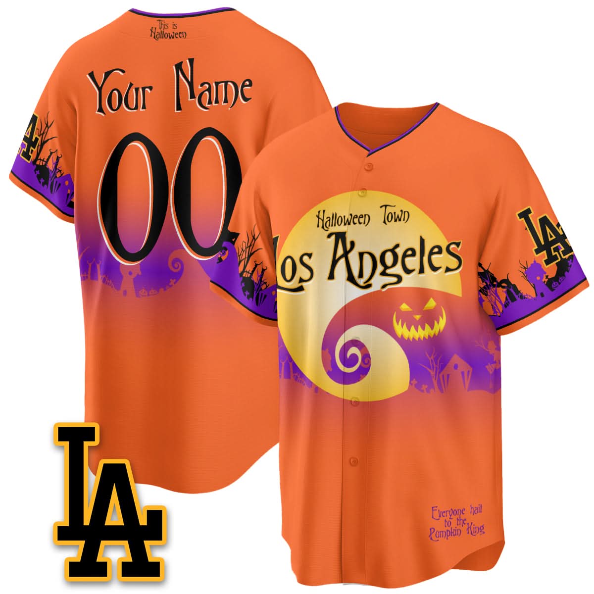 Los Angeles Dodgers "Halloween Town" Limited Custom Jersey - Stitched-Cuztomshoes