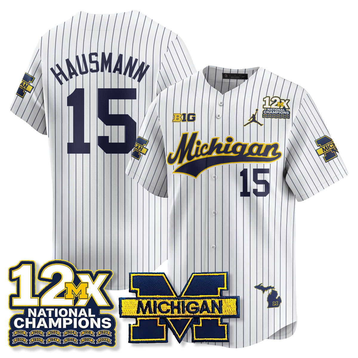 Michigan Wolverines 12x-Time National Champions Baseball Limited Jersey - Stitched-Cuztomshoes