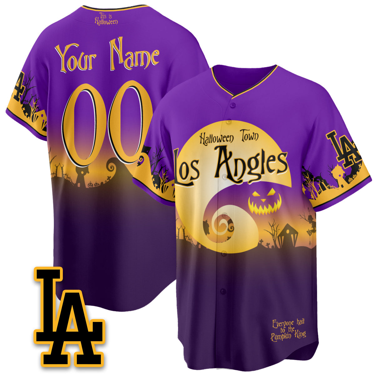 Los Angeles Dodgers "Halloween Town" Limited Custom Jersey - Stitched-Cuztomshoes