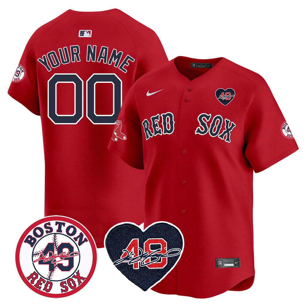 Boston Red Sox Custom Jersey - Memorial Patch - Stitched