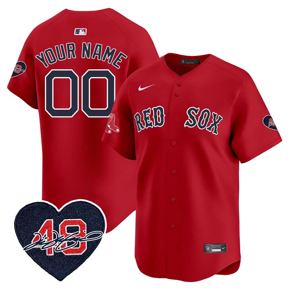 Boston Red Sox Custom Jersey - Memorial Patch - Stitched