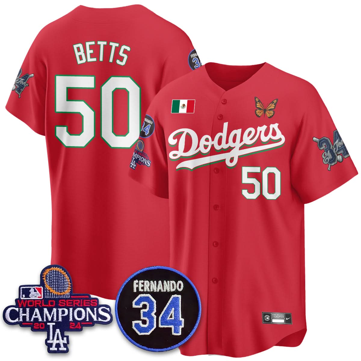 Los Angeles Dodgers Mexican "For 34" Jersey - Stitched