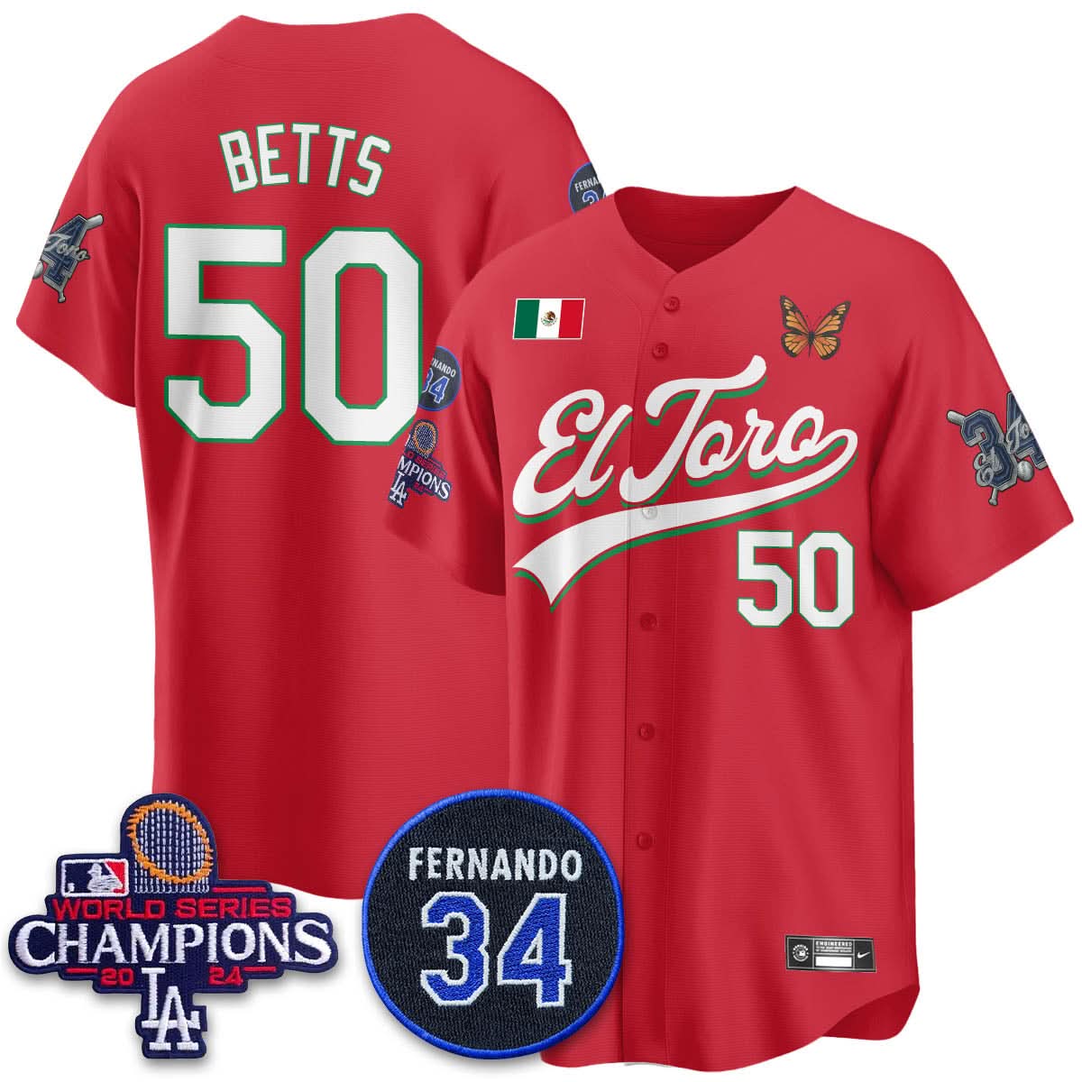 Los Angeles Dodgers Mexican "El Toro" Jersey - Stitched