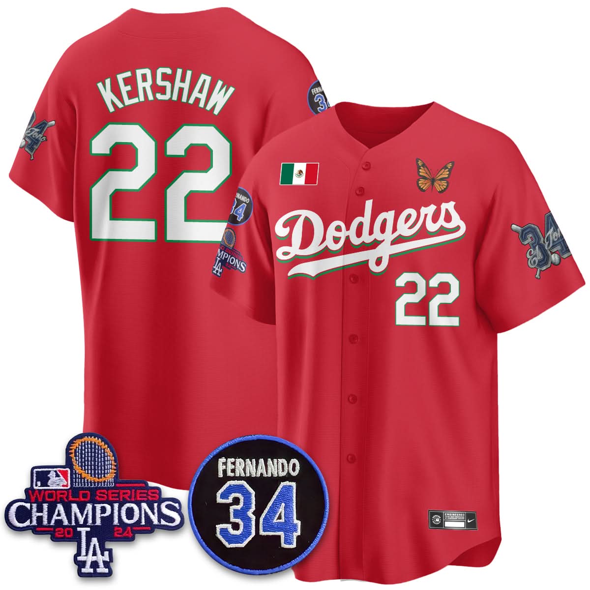 Los Angeles Dodgers Mexican "For 34" Jersey - Stitched