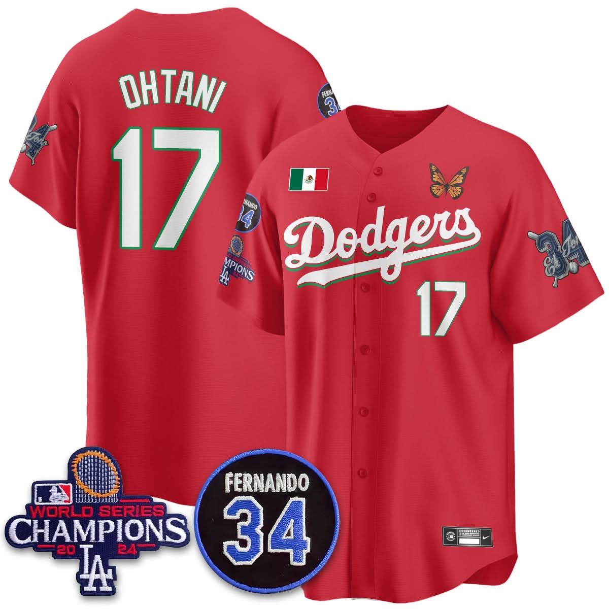 Los Angeles Dodgers Mexican "For 34" Jersey - Stitched