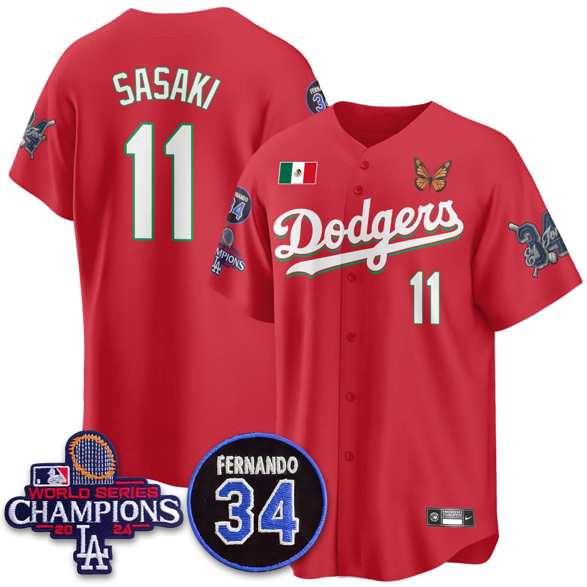 Los Angeles Dodgers Mexican "For 34" Jersey - Stitched