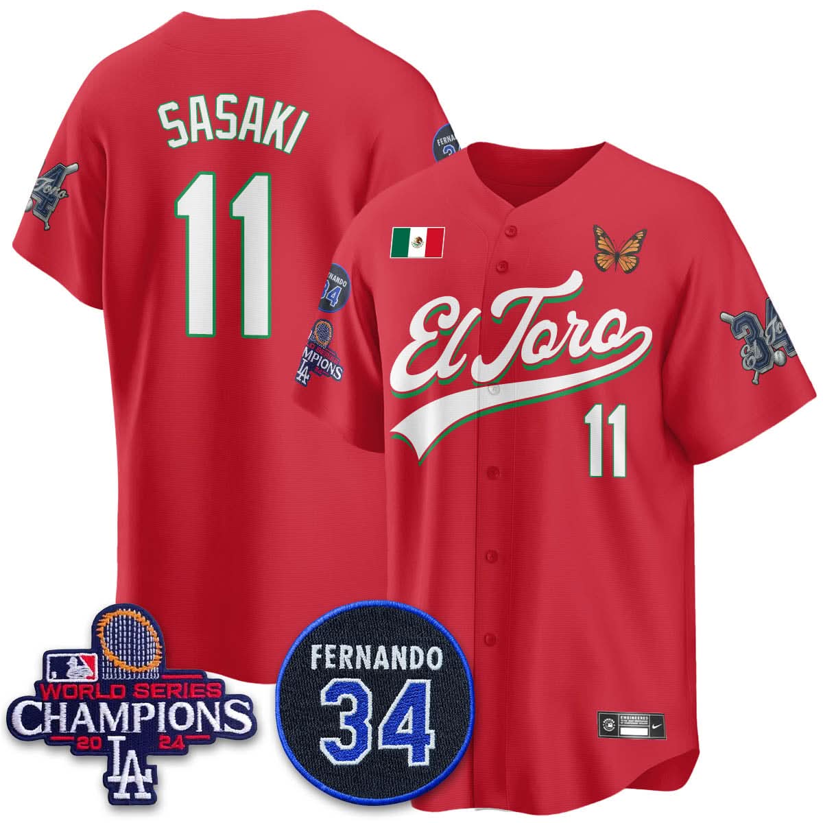 Los Angeles Dodgers Mexican "El Toro" Jersey - Stitched