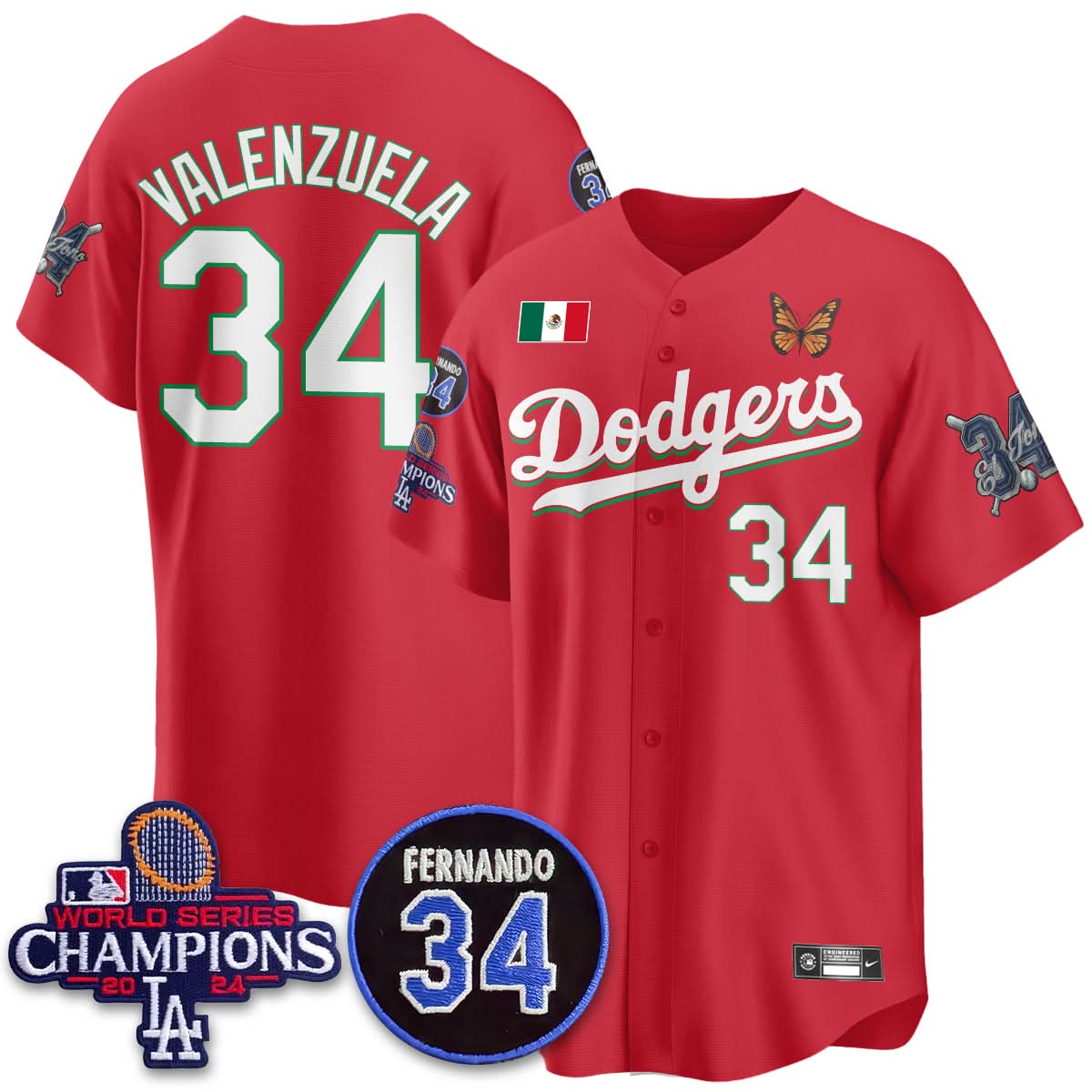 Los Angeles Dodgers Mexican "For 34" Jersey - Stitched