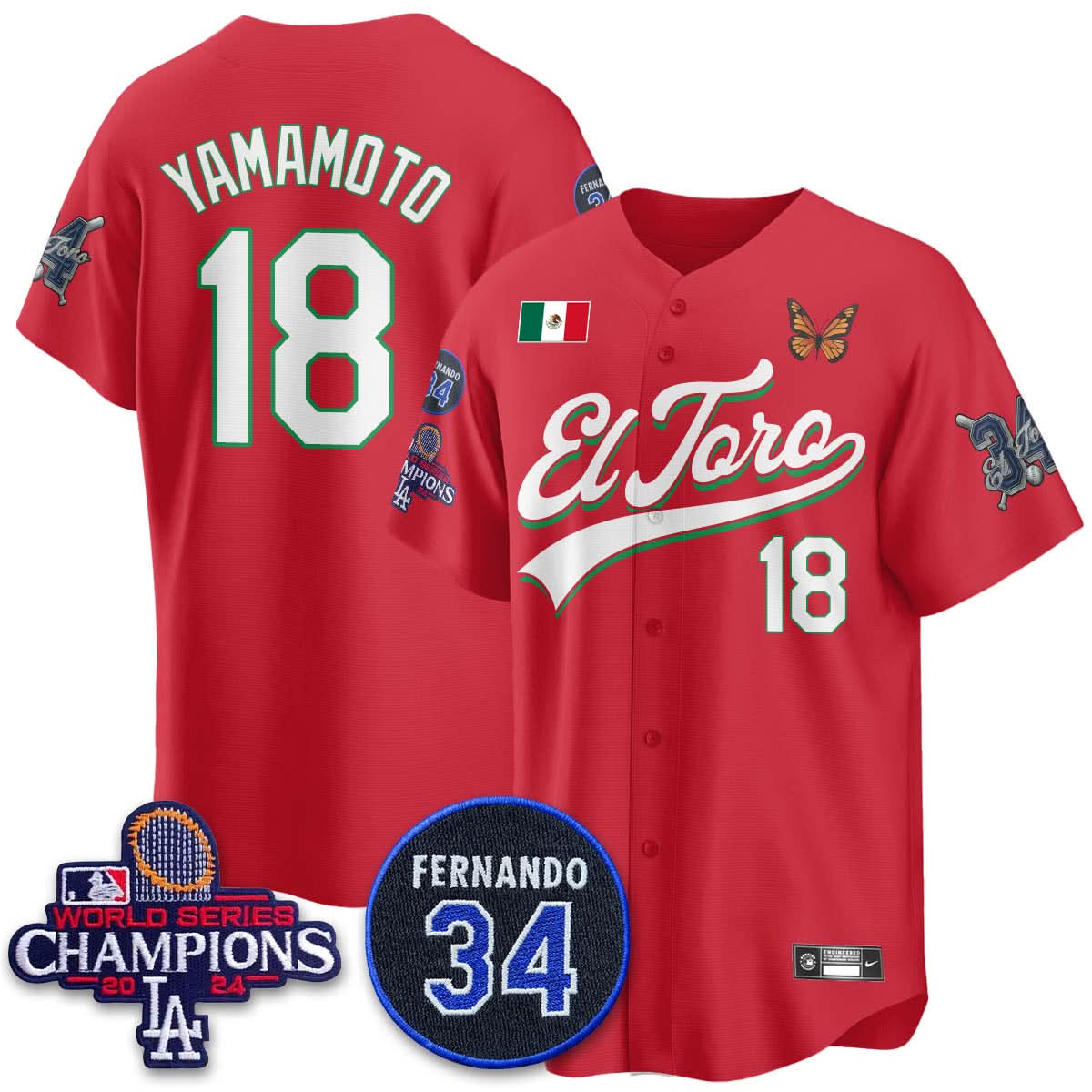 Los Angeles Dodgers Mexican "El Toro" Jersey - Stitched