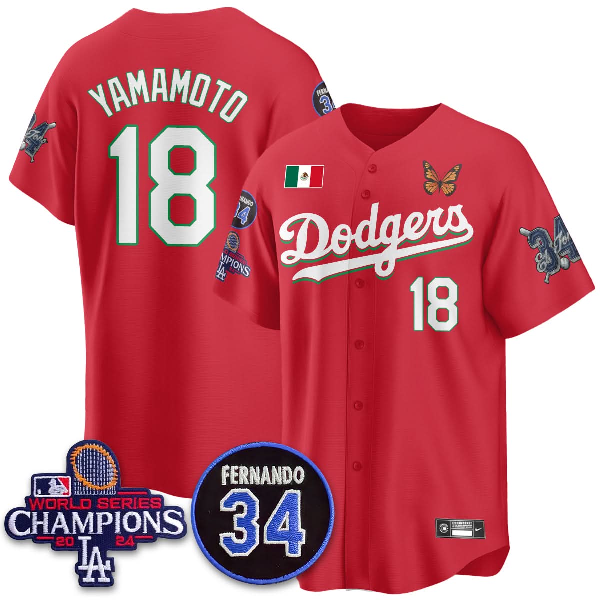 Los Angeles Dodgers Mexican "For 34" Jersey - Stitched