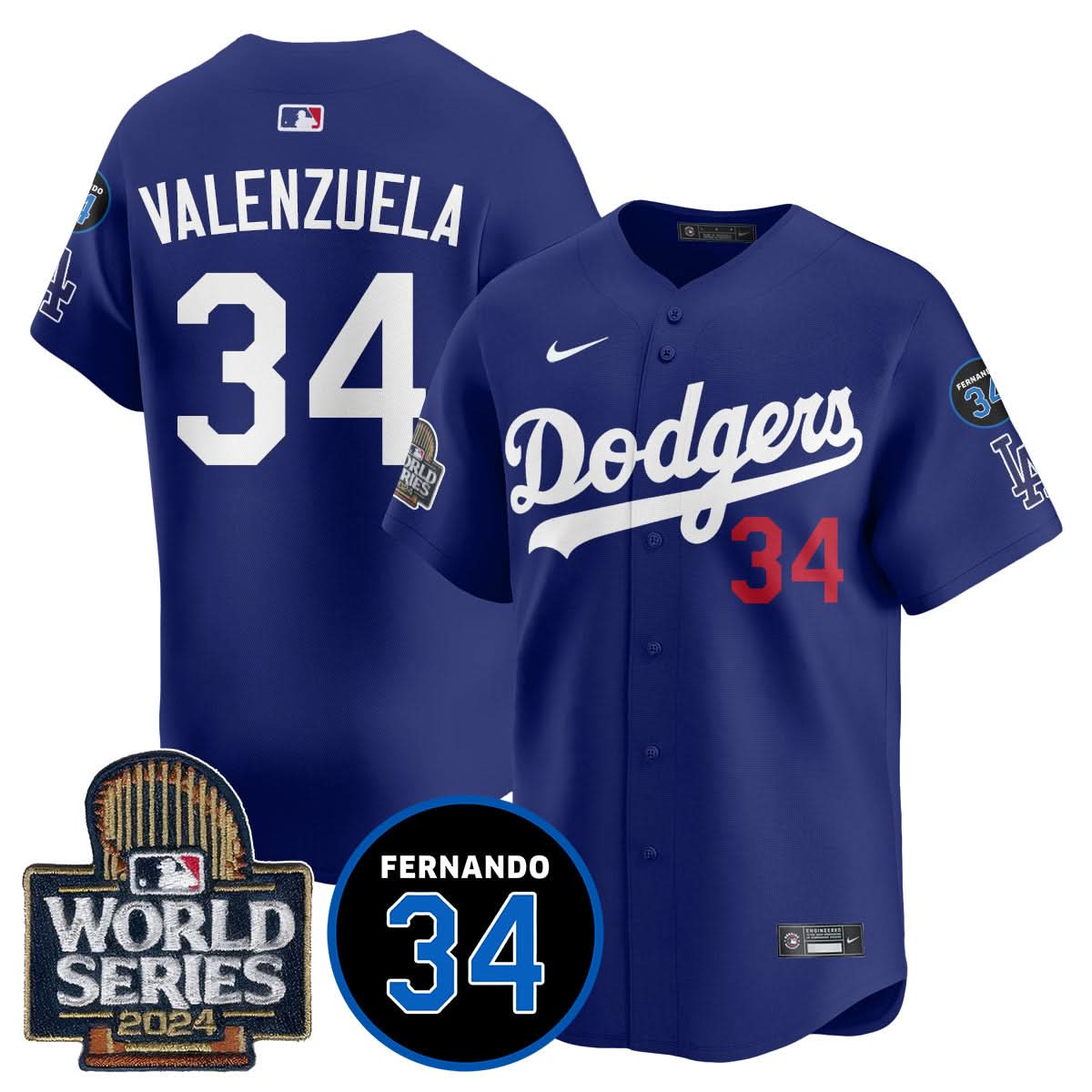 Los Angeles Dodgers Fernando Valenzuela Memorial Jersey - Stitched-Cuztomshoes