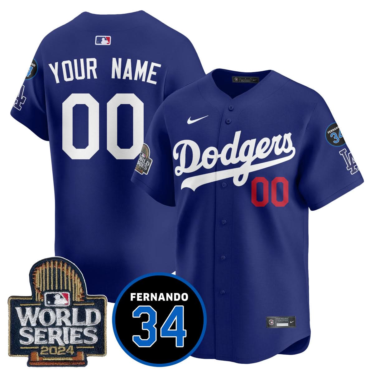 Los Angeles Dodgers Fernando Valenzuela Memorial Custom Jersey - Stitched