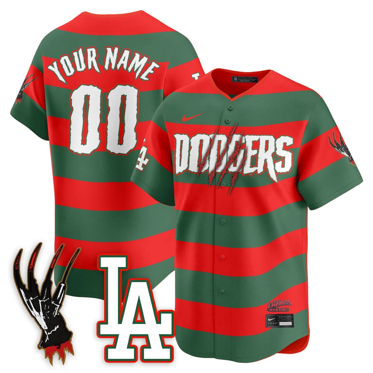 Los Angeles Dodgers "A Nightmare on Elm Street" Custom Jersey - Stitched-Cuztomshoes