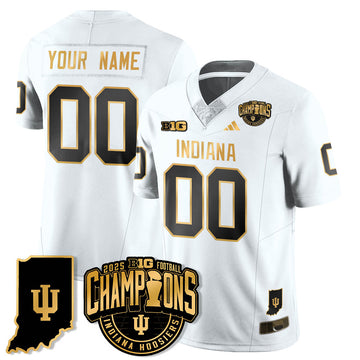 Indiana Hoosiers Vapor Limited Football Gold Custom Jersey - Big 10 Champions - Stitched-Cuztomshoes