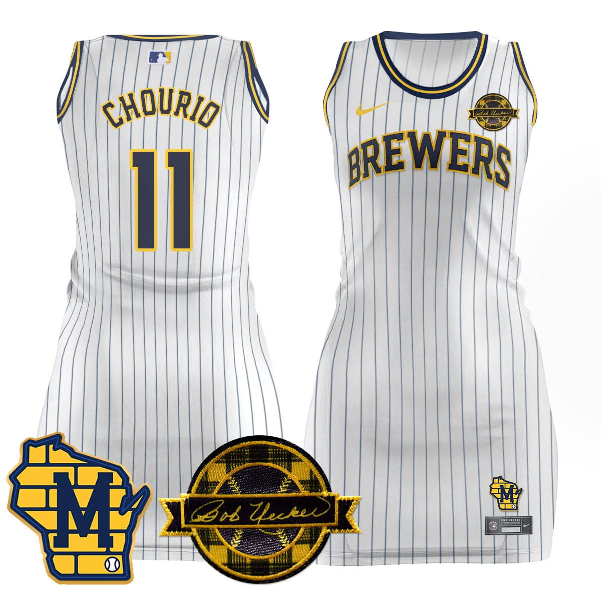 Milwaukee Brewers Limited Jersey Dress - Bob Uecker Patch - Stitched