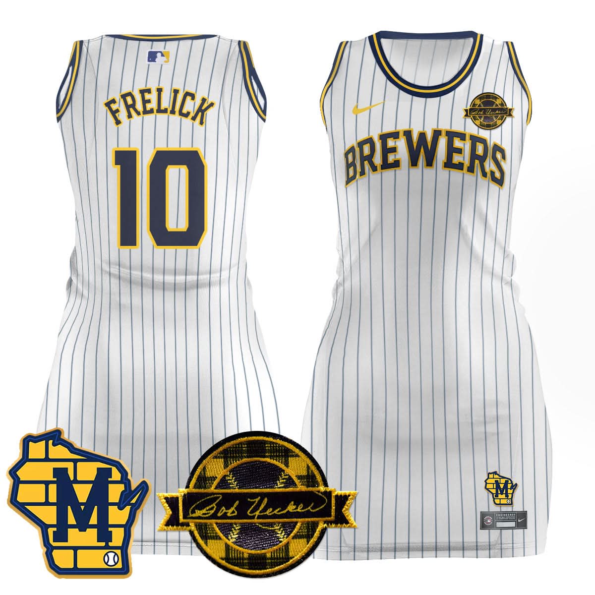 Milwaukee Brewers Limited Jersey Dress - Bob Uecker Patch - Stitched