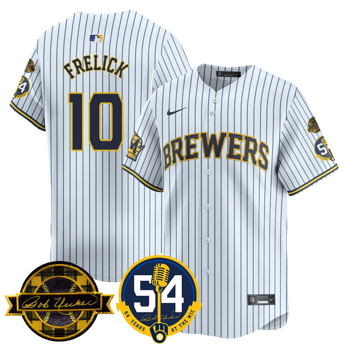 Milwaukee Brewers Jersey - Bob Uecker, 54 Seasons for Brewers Jersey - Stitched-Cuztomshoes