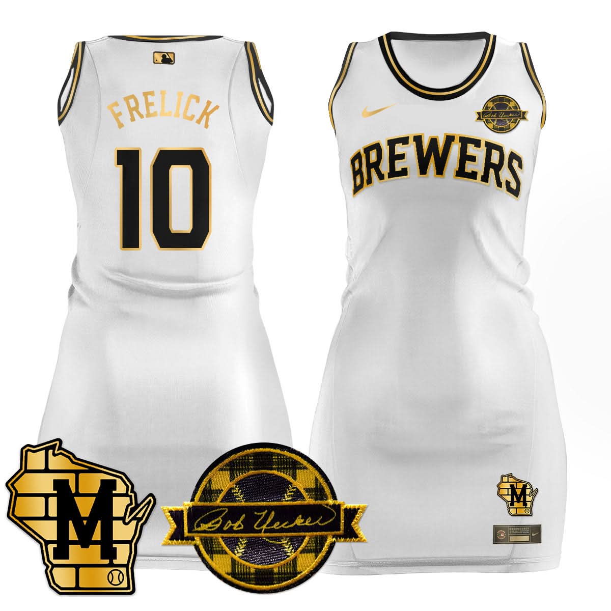 Milwaukee Brewers Limited Jersey Dress - Bob Uecker Patch - Stitched